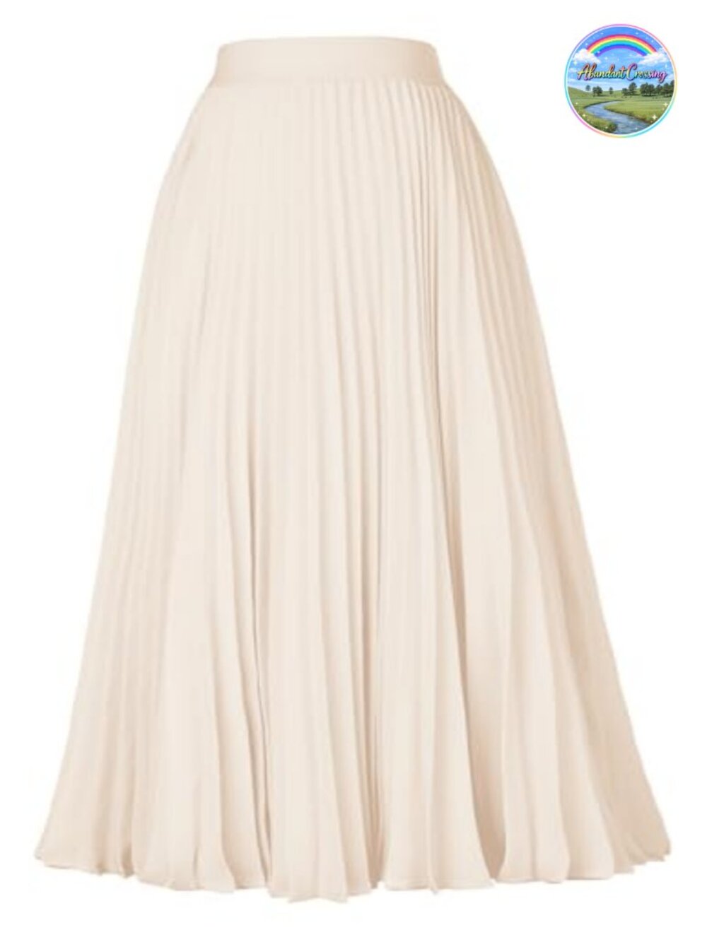 Pleated Midi Skirt Chiffon A-Line Elastic Waist Office Wear